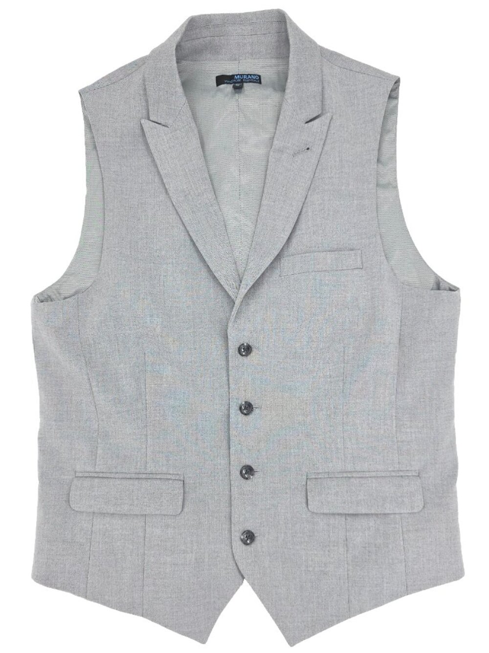 Murano Wardrobe Essentials Suit Vest Mens Medium Light Gray 4 Buttons Solid